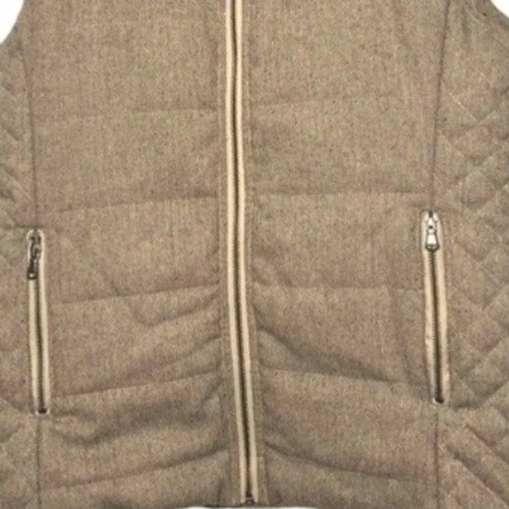 Tart Collections Vest Womens Large Quilted Puffer Taupe Brown Zip Front